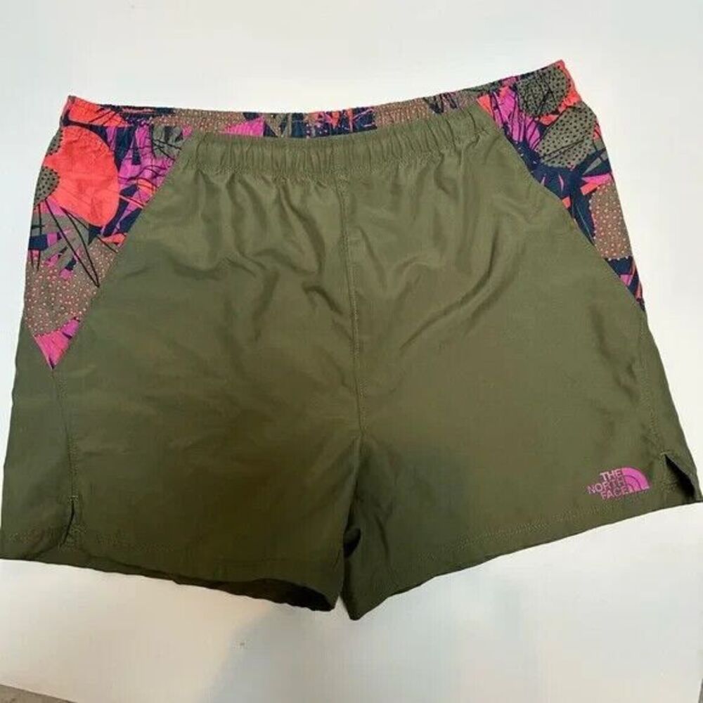 The North Face Girls' Class V Water Shorts Olive Green Logo Size XL